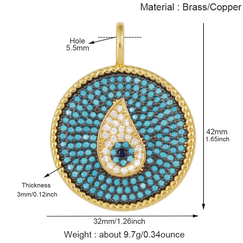 Trendy Heart Eye Star Flower Seaweed Pendant Charms,Turquoise Zircon DIY Jewelry Accessories For Necklace Bracelet Supplies T17