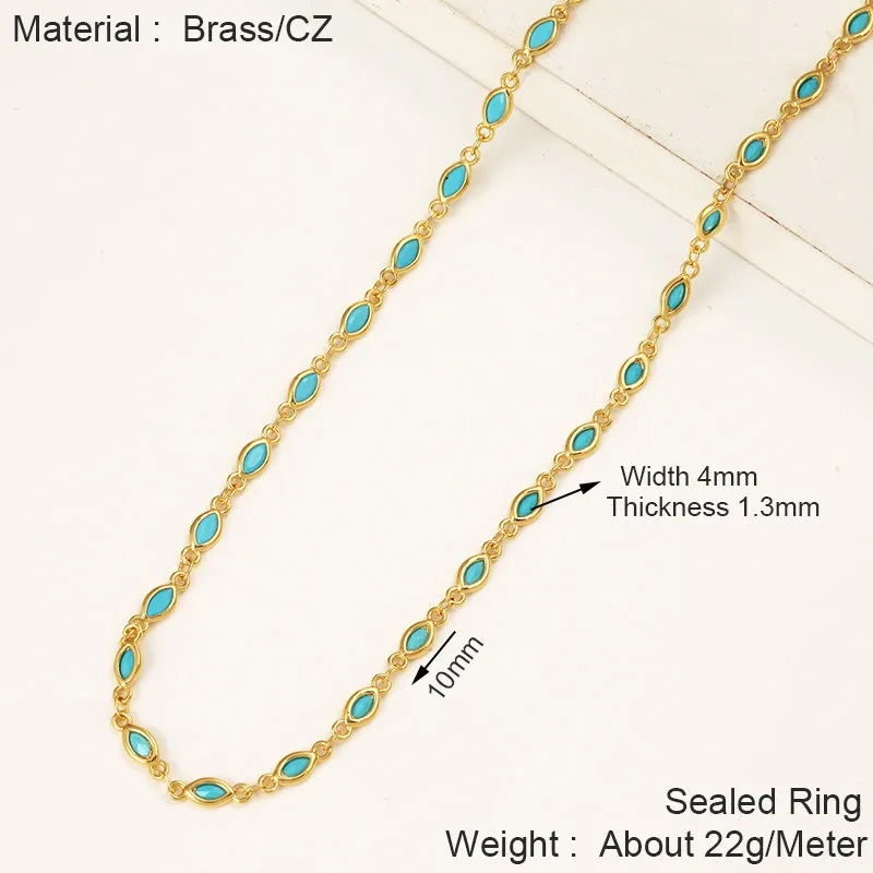Trendy DIY Jewelry Accessories Square Rhombus Marquise Zircon Chain,Unfinished Brass Cut Chain for Necklace Bracelet Makin J40