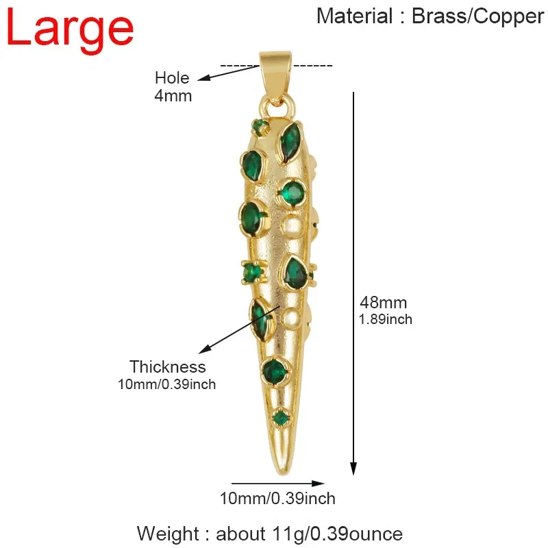 Luxury Zircon Cone Spike Teardrop Charm Pendant,DIY Necklace Bracelet Earring Jewelry Handmade Making Accessories Supplies H43