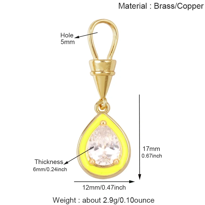 Trendy Rainbow Enamel Heart Marquise Teardrop Round CZ Pendant Charms,Necklace Bracelet Earring Jewelry Making Supplies J06 M13