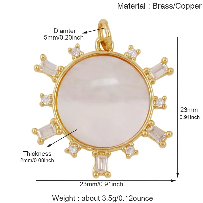 Sparkle Celestial Sun Moon Star Lightning Shell Pendants,Zircon Charms for DIY Jewelry Making Necklace Bracelet Accessories J02