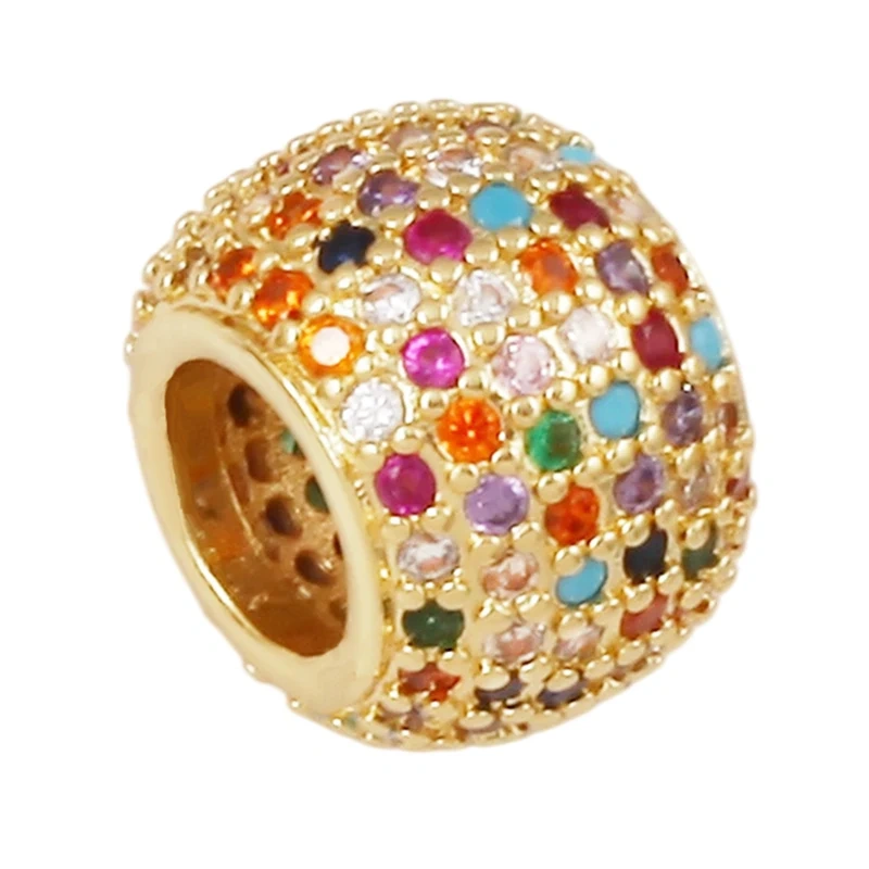Baguette Cut Cage Style Pave Set Round Beads,Styling Spacer Beads For Paracord Bracelet Jewelry Making Accessories J32