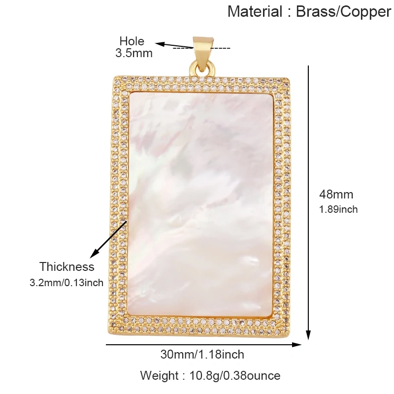Luxury Heart Teardrop Geometric Large Charm Pendants,Natural Mother Pearl Jewelry Findings Necklace Bracelet Making Supply M23