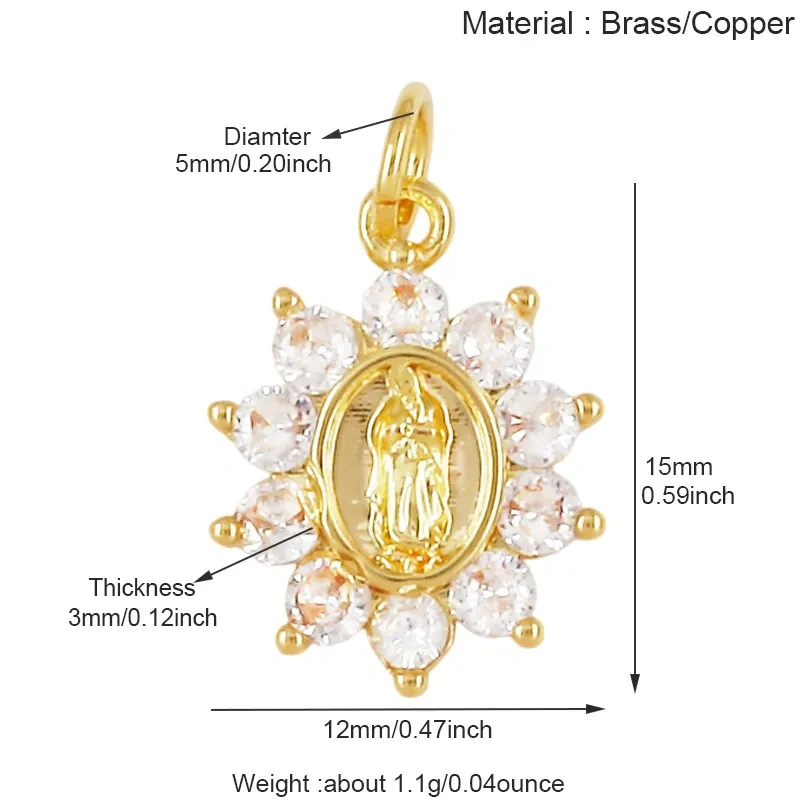 European Vintage Enamel Zircon Gold Plated Round Oval Tag Charms Pendant,DIY Handmade Necklace Jewelry DIY Making Supplies L90