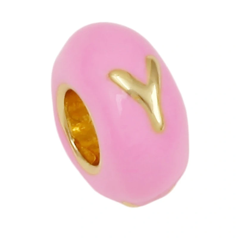 Trendy Large Hole Copper Letter Spacer Beads,Color Enamel Oil Drip Charms Bracelet Necklace Craft Making Jewelry Accessories R99