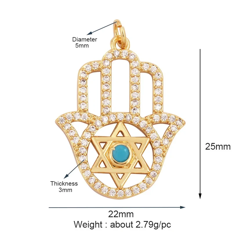 Trendy Turquoise Zircon Charm Moon Star Heart Key Evil Eye Pendant,Accessories For Necklace Making Jewelry Findings T17
