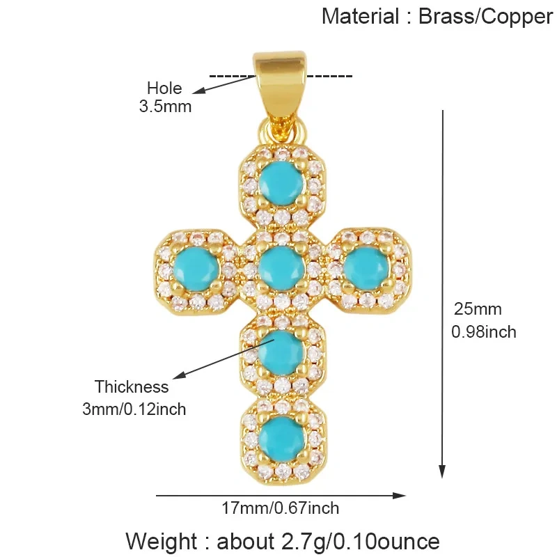 Religious style Trendy Star Moon Cross Pendant Cubic Zirconia Charms,DIY Necklace Bracelet Jewelry Making Accessories Supply T17