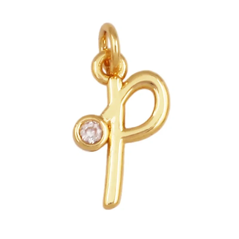 Cute Mini Alphabet Charm Initial Name Letter Pendant,Simple Zircon Necklace Bracelet DIY Jewelry Making Accessories R47