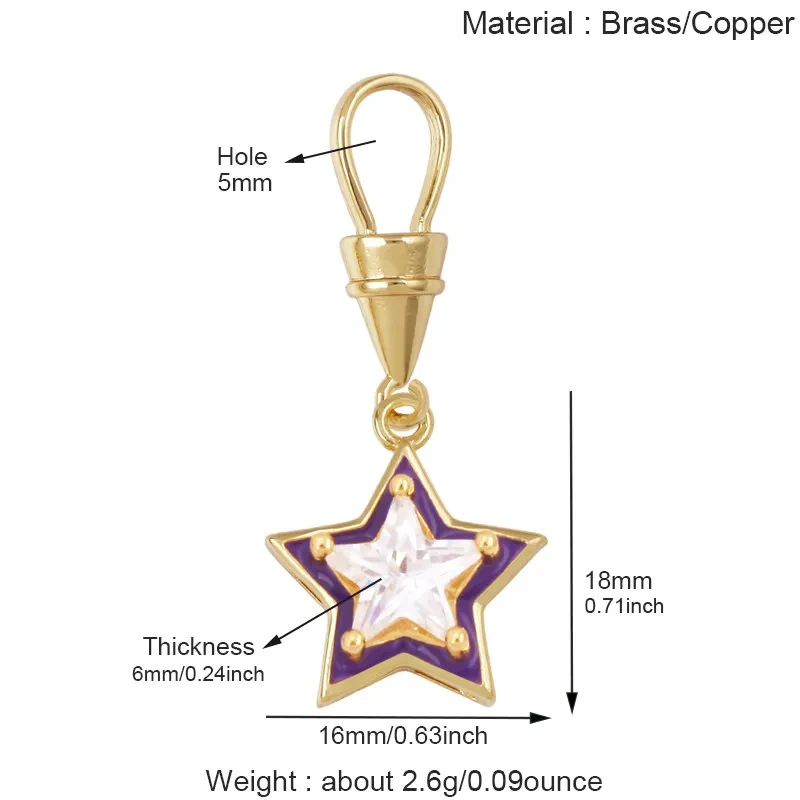 Trendy Rainbow Enamel Star Oval Rectangle Colorful Zircon Pendant Charms,DIY Necklace Bracelet Earring Jewelry Making Supply M13