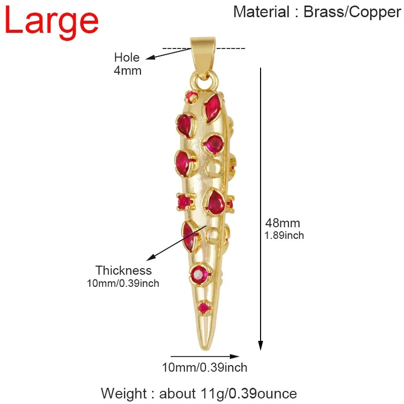 Luxury Zircon Cone Spike Teardrop Charm Pendant,DIY Necklace Bracelet Earring Jewelry Handmade Making Accessories Supplies H43