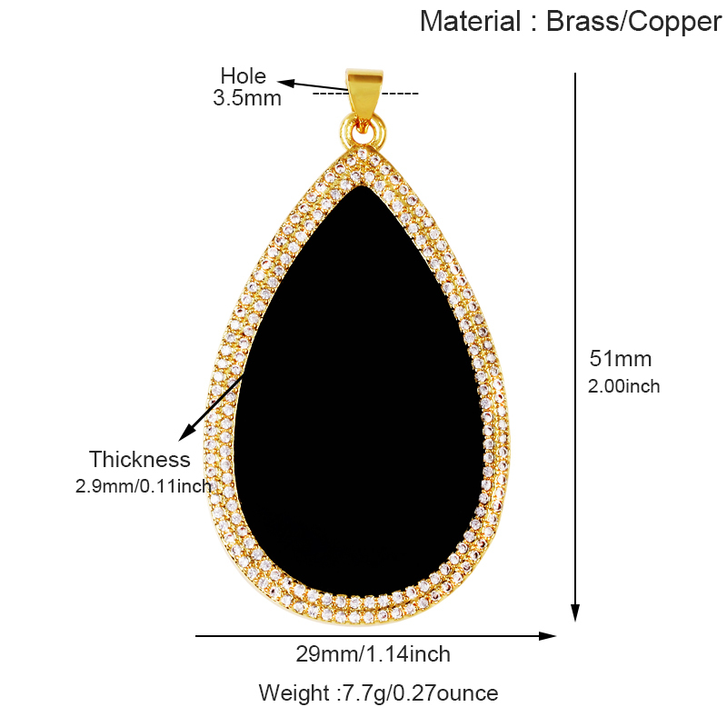 Luxury Heart Teardrop Geometric Large Charm Pendants,Natural Mother Pearl Jewelry Findings Necklace Bracelet Making Supply M23