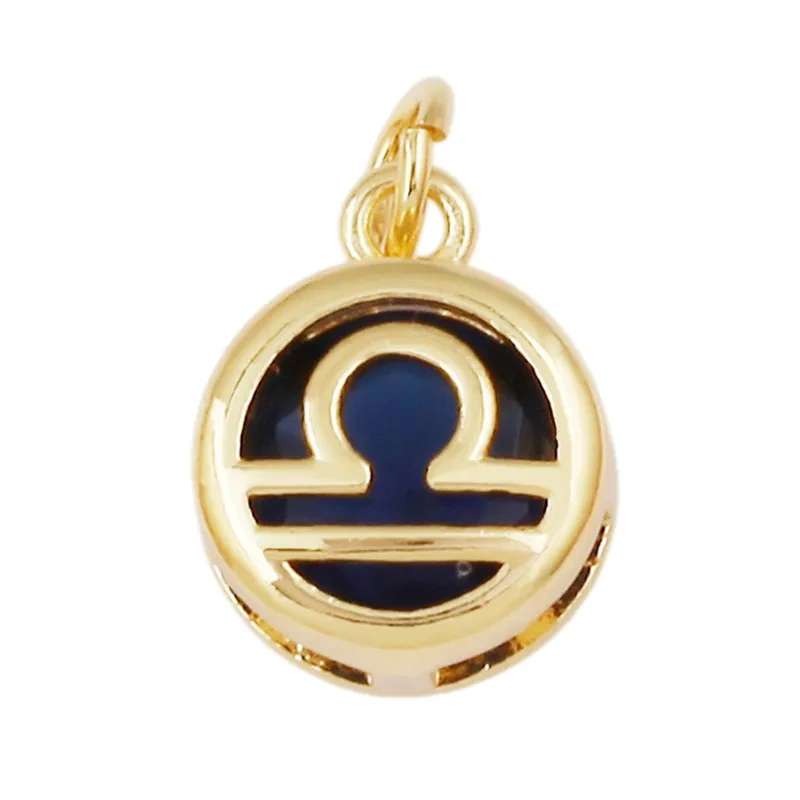 3pcs/Lot Trendy 12 Zodiac Signs Pendant Necklace Charm,Colorful Zircon Small Pendant DIY Jewelry Making Accessories Supplies J26