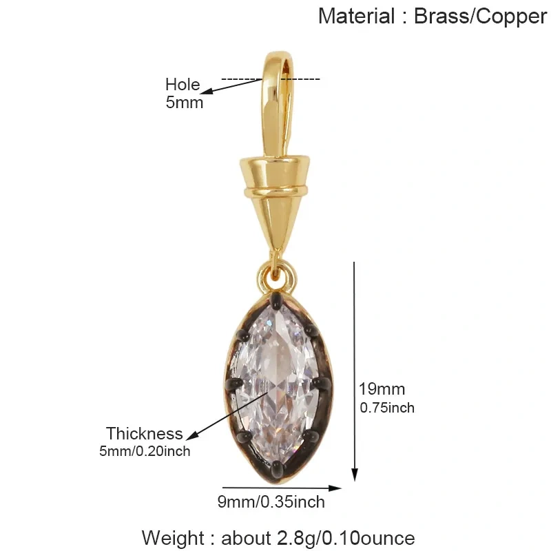 Trendy Colorful Zircon Charms Water Drop Oval Square Heart Shape Pendants,DIY Jewelry Making Choker Necklace Clavicle Chain L91
