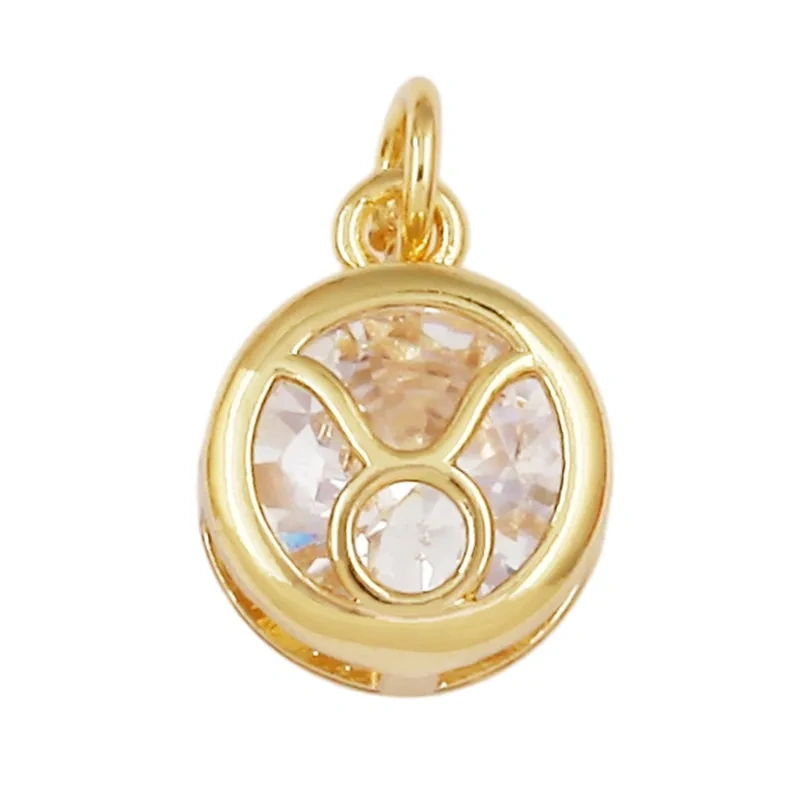 3pcs/Lot Trendy 12 Zodiac Signs Pendant Necklace Charm,Colorful Zircon Small Pendant DIY Jewelry Making Accessories Supplies J26