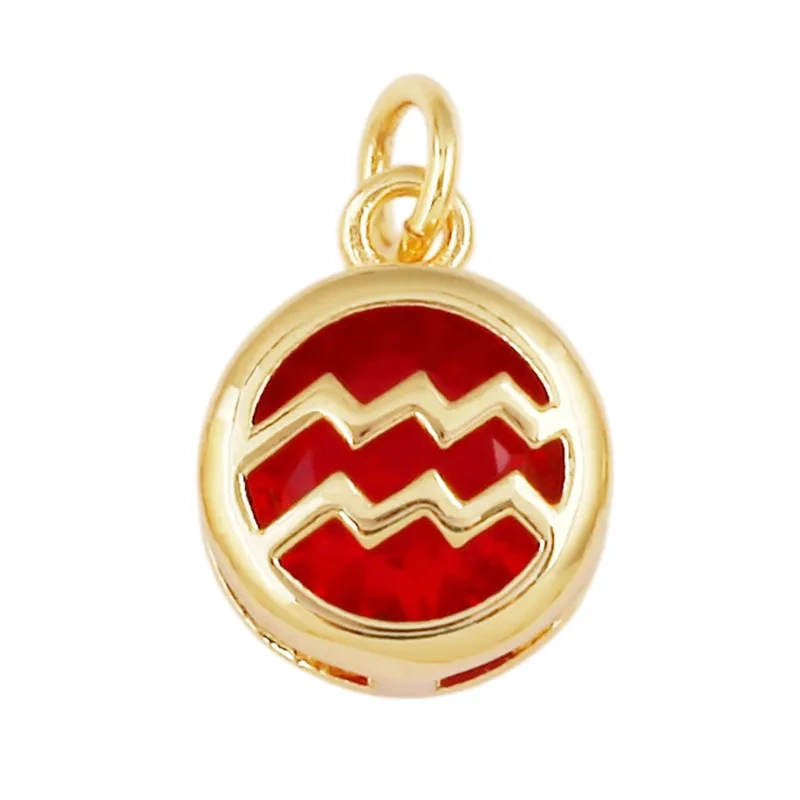 Trendy 12 Zodiac Signs Pendant Necklace Charm,Colorful Zircon Small Pendant DIY Jewelry Making Accessories Supplies J26