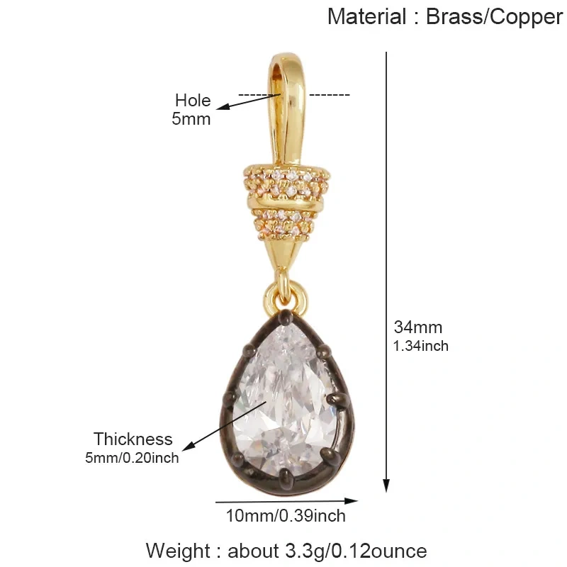 Trendy Colorful Zircon Charms Water Drop Oval Square Heart Shape Pendants,DIY Jewelry Making Choker Necklace Clavicle Chain L91