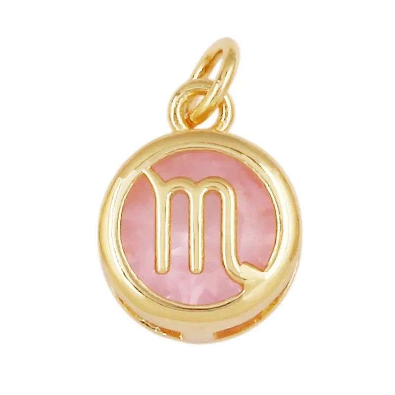 3pcs/Lot Trendy 12 Zodiac Signs Pendant Necklace Charm,Colorful Zircon Small Pendant DIY Jewelry Making Accessories Supplies J26