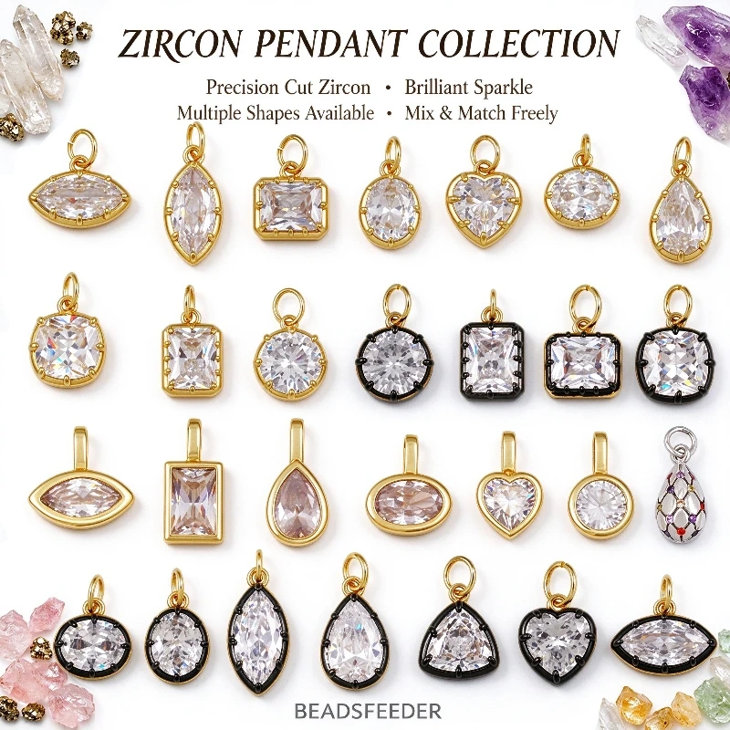 2pcs/Lot Multicolor Water Drop Oval Square Heart Shape Charm Pendant,DIY Jewelry Accessories Clavicle Chain Necklace Supply L91