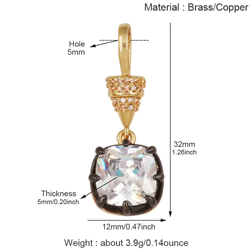 Trendy Colorful Zircon Charms Water Drop Oval Square Heart Shape Pendants,DIY Jewelry Making Choker Necklace Clavicle Chain L91