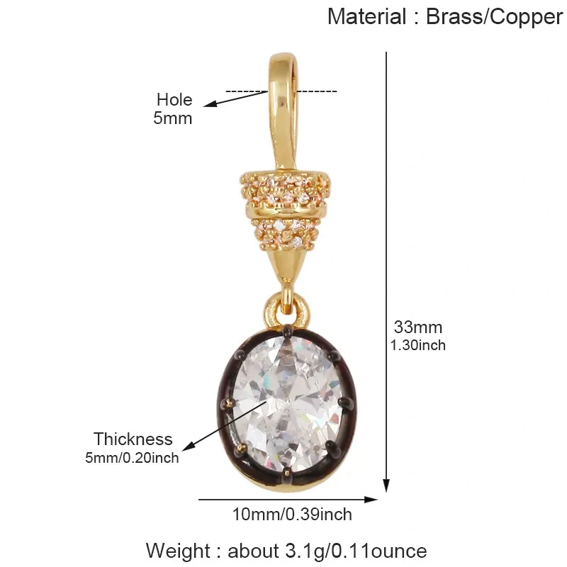 Trendy Colorful Zircon Charms Water Drop Oval Square Heart Shape Pendants,DIY Jewelry Making Choker Necklace Clavicle Chain L91