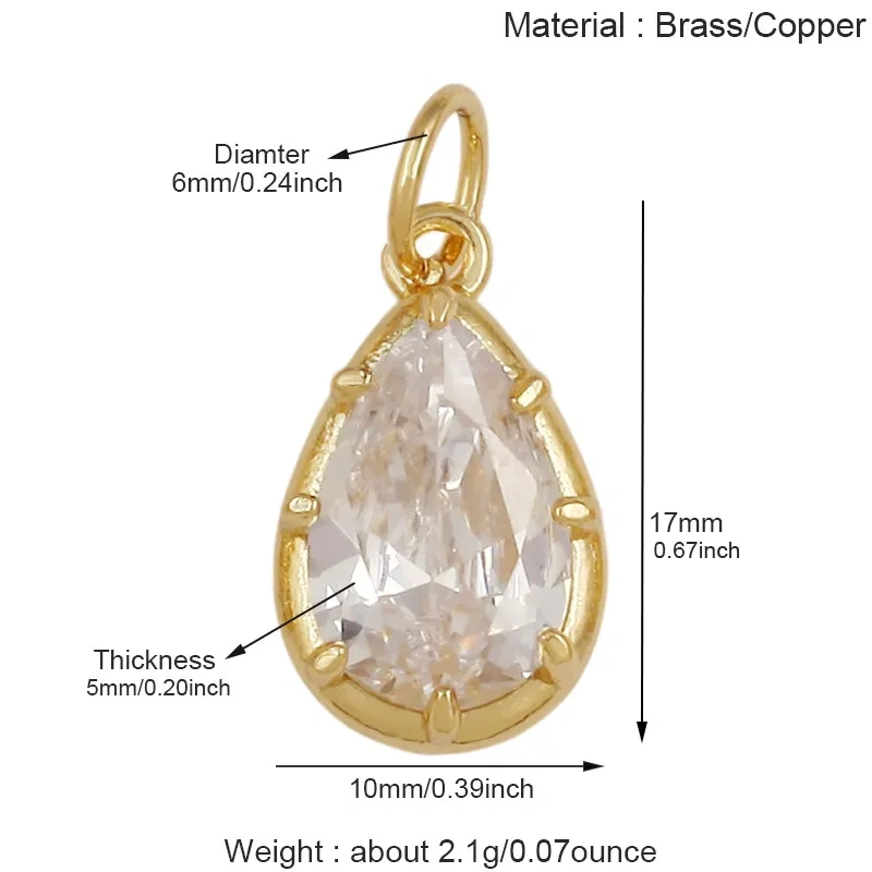 Multicolor Water Drop Oval Square Heart Shape Charm Pendant,DIY Jewelry Accessories Clavicle Chain Necklace Supply L91