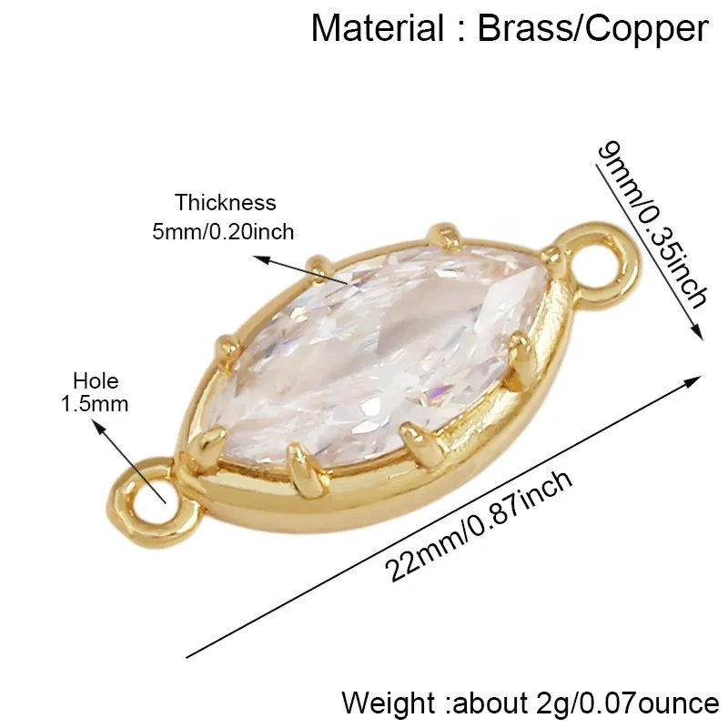 2pcs/Lot Mixed Shapes CZ Crystal Charms Pendants Double Loop Connector,DIY Bracelet Necklace Earring Jewelry Making Findings M49