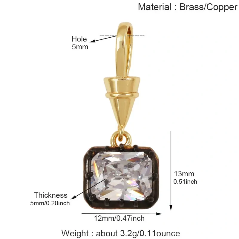 Trendy Colorful Zircon Charms Water Drop Oval Square Heart Shape Pendants,DIY Jewelry Making Choker Necklace Clavicle Chain L91