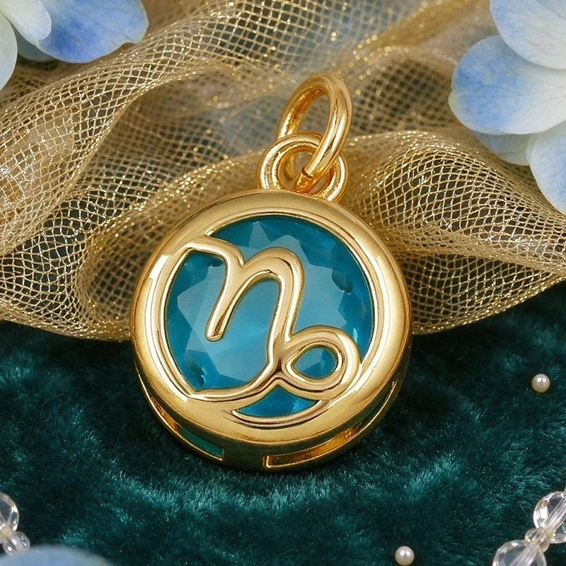 3pcs/Lot Trendy 12 Zodiac Signs Pendant Necklace Charm,Colorful Zircon Small Pendant DIY Jewelry Making Accessories Supplies J26