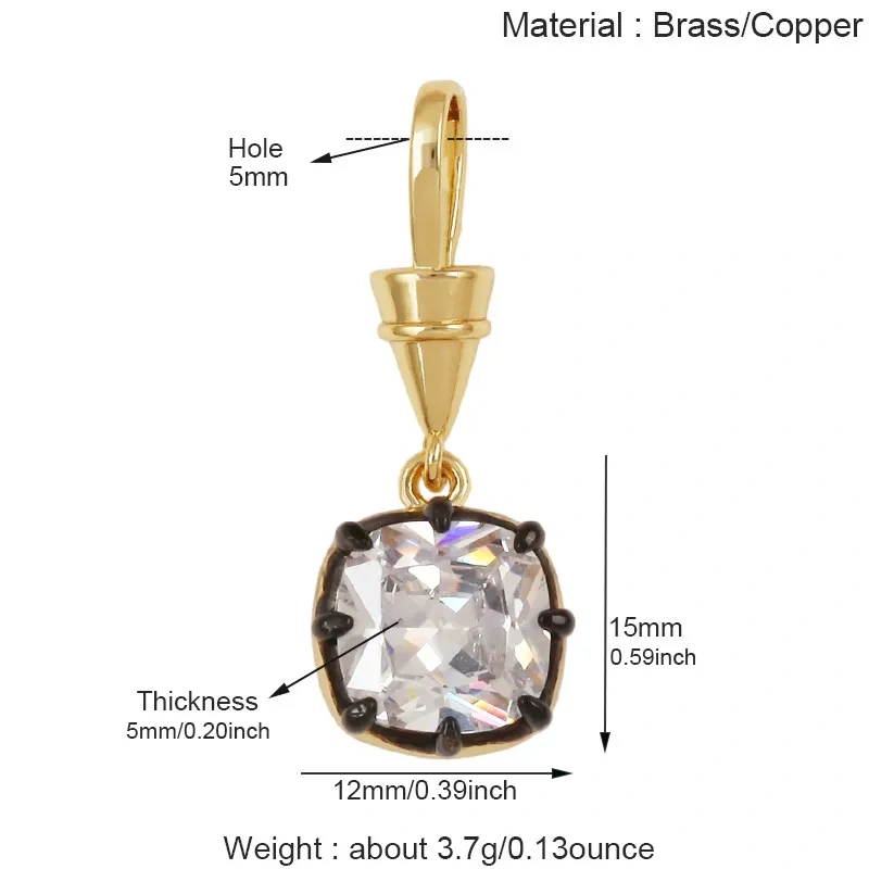 Trendy Colorful Zircon Charms Water Drop Oval Square Heart Shape Pendants,DIY Jewelry Making Choker Necklace Clavicle Chain L91