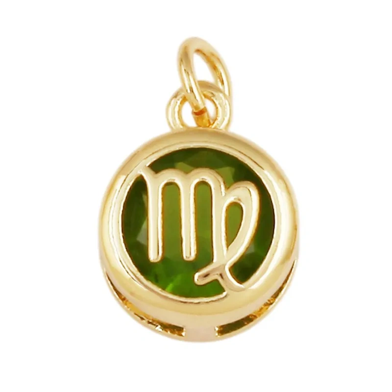 3pcs/Lot Trendy 12 Zodiac Signs Pendant Necklace Charm,Colorful Zircon Small Pendant DIY Jewelry Making Accessories Supplies J26