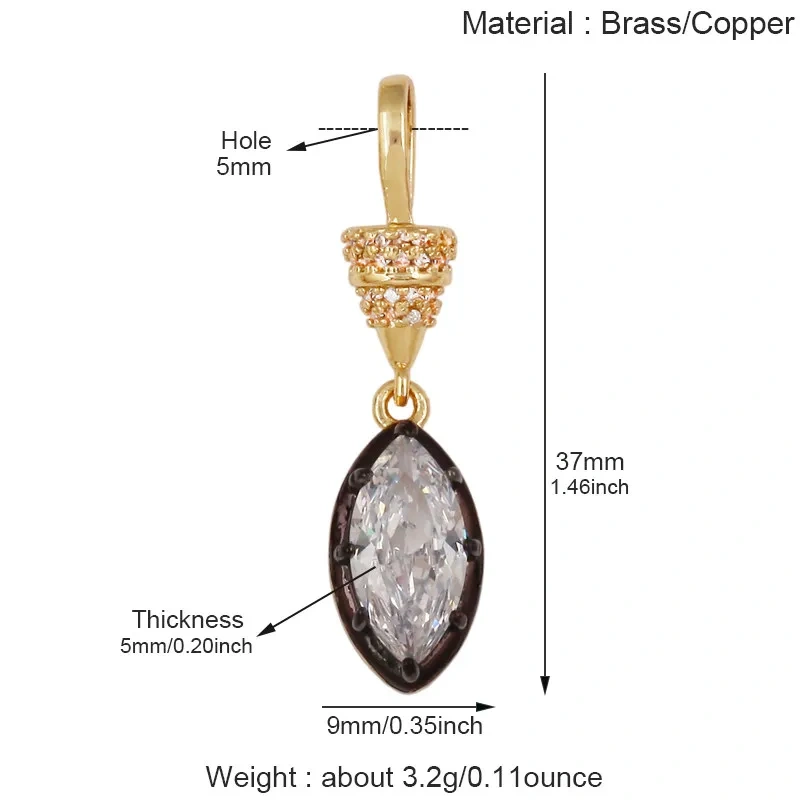 Trendy Colorful Zircon Charms Water Drop Oval Square Heart Shape Pendants,DIY Jewelry Making Choker Necklace Clavicle Chain L91