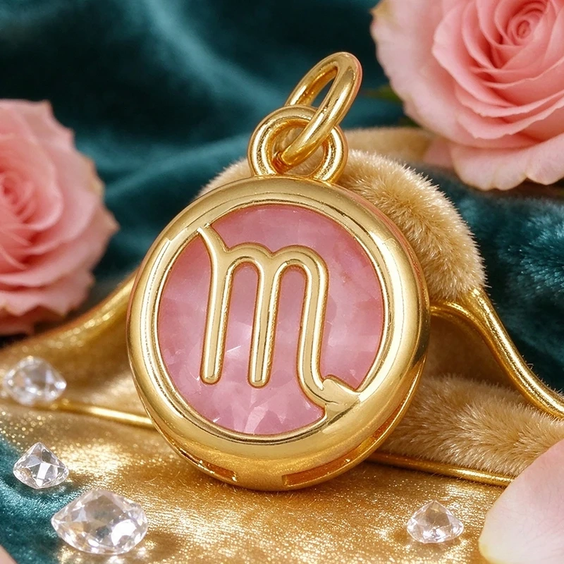 3pcs/Lot Trendy 12 Zodiac Signs Pendant Necklace Charm,Colorful Zircon Small Pendant DIY Jewelry Making Accessories Supplies J26