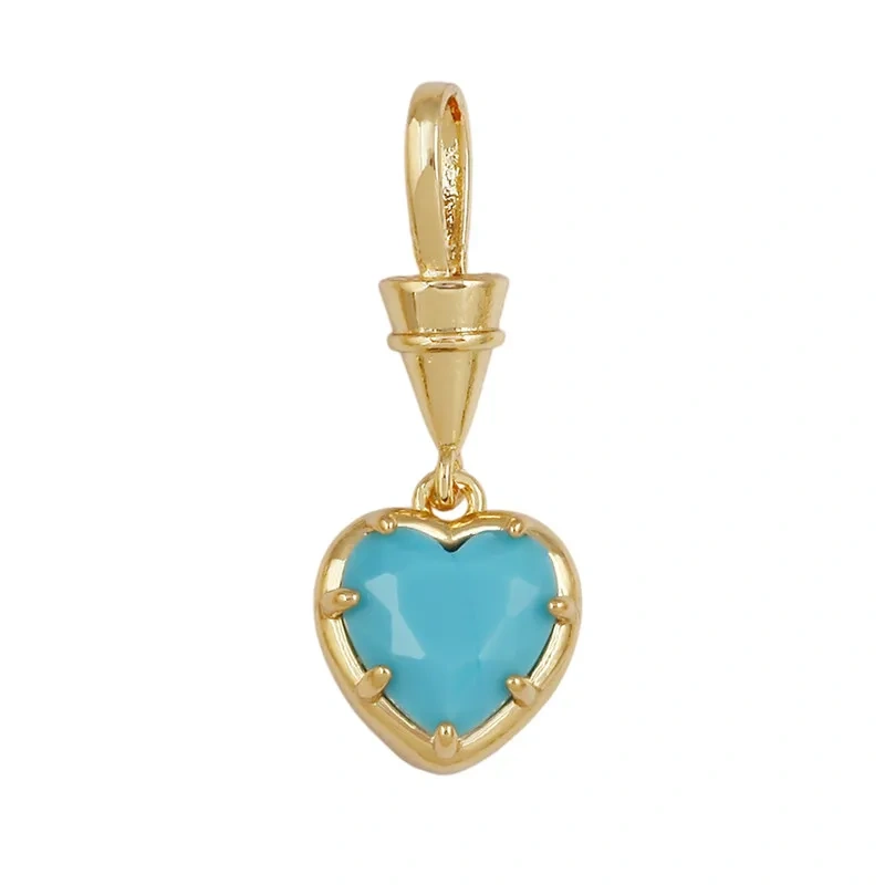 Trendy Colorful Zircon Charms Water Drop Oval Square Heart Shape Pendants,DIY Jewelry Making Choker Necklace Clavicle Chain L91