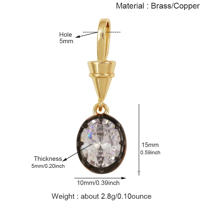 Trendy Colorful Zircon Charms Water Drop Oval Square Heart Shape Pendants,DIY Jewelry Making Choker Necklace Clavicle Chain L91