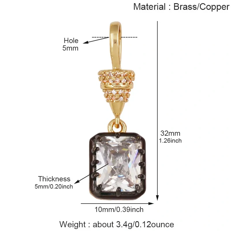 Trendy Colorful Zircon Charms Water Drop Oval Square Heart Shape Pendants,DIY Jewelry Making Choker Necklace Clavicle Chain L91