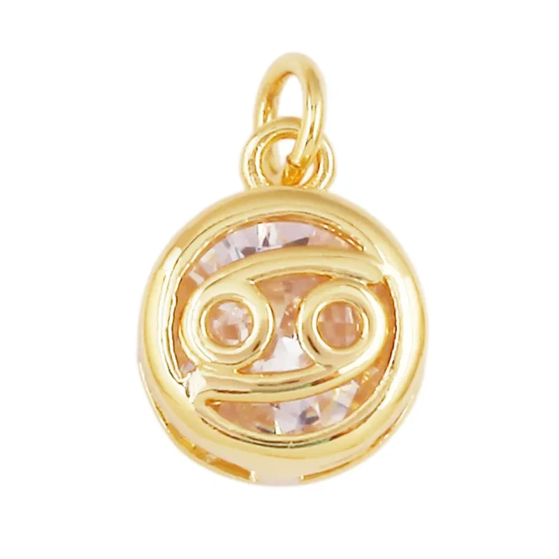 3pcs/Lot Trendy 12 Zodiac Signs Pendant Necklace Charm,Colorful Zircon Small Pendant DIY Jewelry Making Accessories Supplies J26