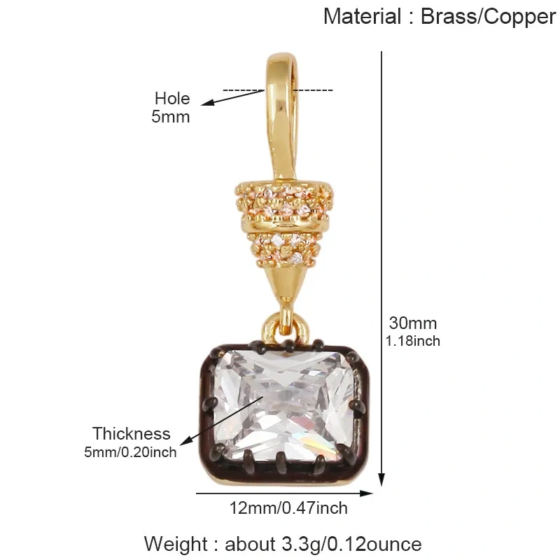 Trendy Colorful Zircon Charms Water Drop Oval Square Heart Shape Pendants,DIY Jewelry Making Choker Necklace Clavicle Chain L91