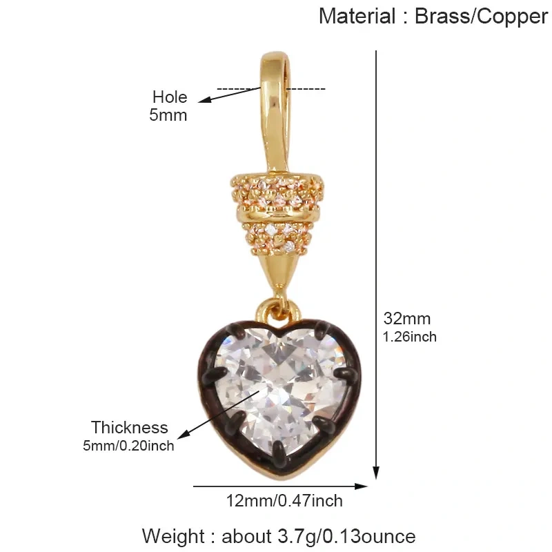 Trendy Colorful Zircon Charms Water Drop Oval Square Heart Shape Pendants,DIY Jewelry Making Choker Necklace Clavicle Chain L91
