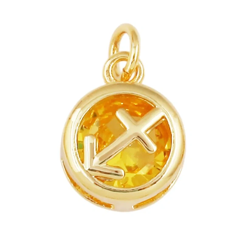 3pcs/Lot Trendy 12 Zodiac Signs Pendant Necklace Charm,Colorful Zircon Small Pendant DIY Jewelry Making Accessories Supplies J26