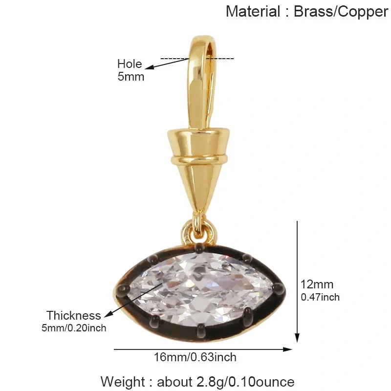 Trendy Colorful Zircon Charms Water Drop Oval Square Heart Shape Pendants,DIY Jewelry Making Choker Necklace Clavicle Chain L91