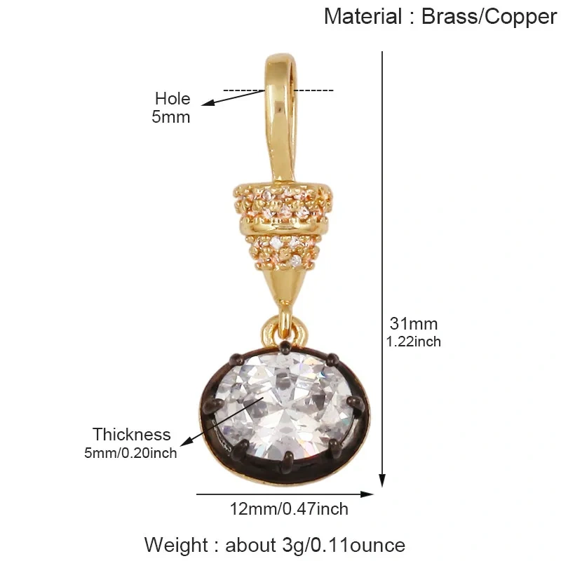 Trendy Colorful Zircon Charms Water Drop Oval Square Heart Shape Pendants,DIY Jewelry Making Choker Necklace Clavicle Chain L91