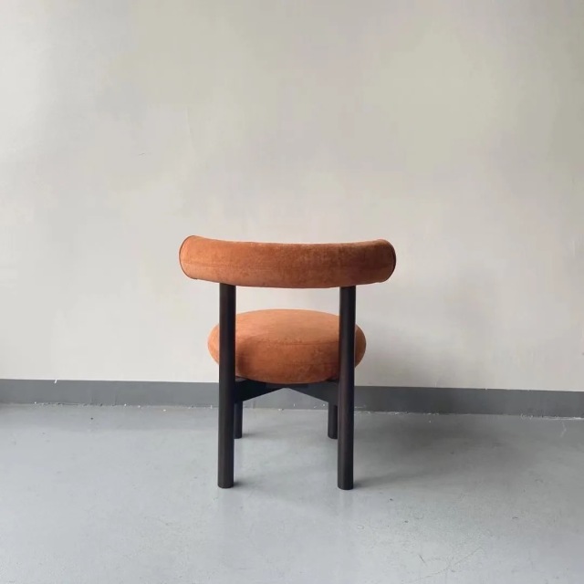 round velvet wooden chair