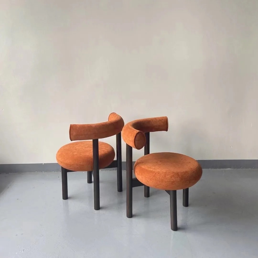 round velvet wooden chair