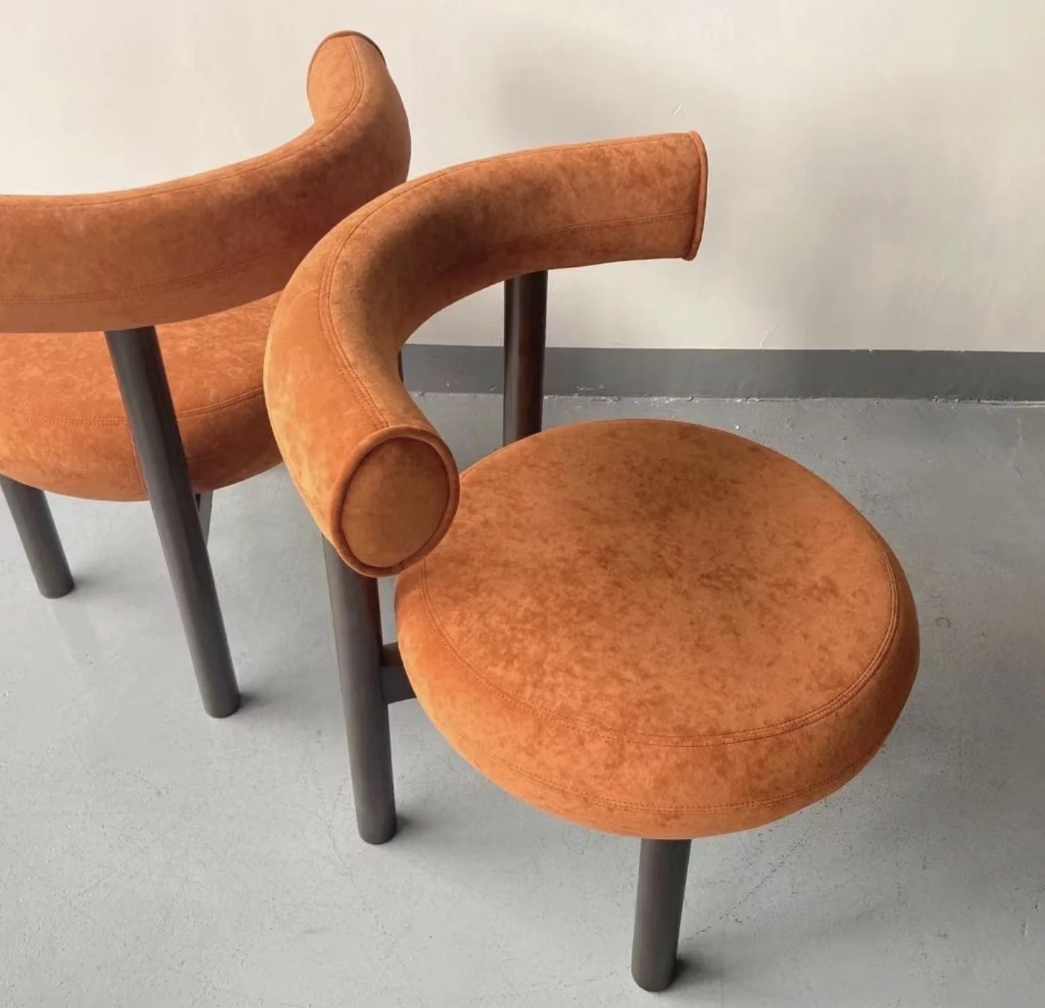 round velvet wooden chair