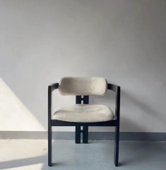 velvet upholstered solid wood armrest dining chair