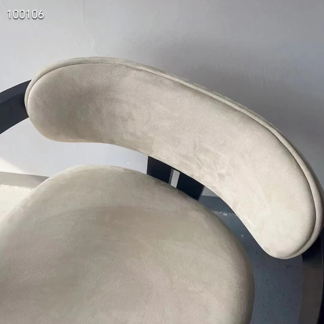 velvet upholstered solid wood armrest dining chair