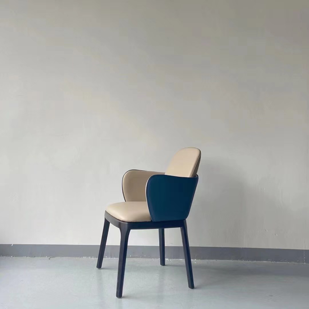solid ash wooden chair with armrest