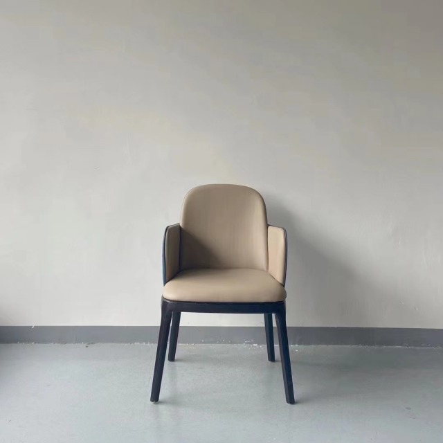 solid ash wooden chair with armrest