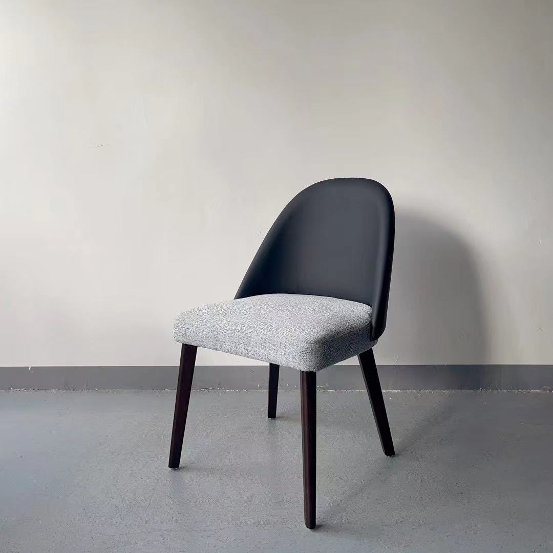 cafe leather upholstered solid wooden dining chair