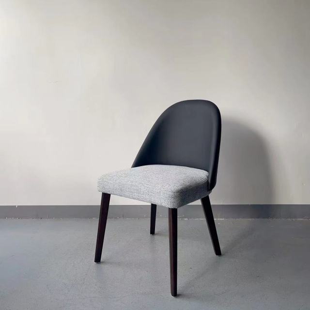 cafe leather upholstered solid wooden dining chair